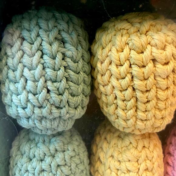BUNNY BOULEVARD 6pk Crochet Eggs Pink Green Yellow Easter Decor Yarn Wrapped New - Picture 5 of 7